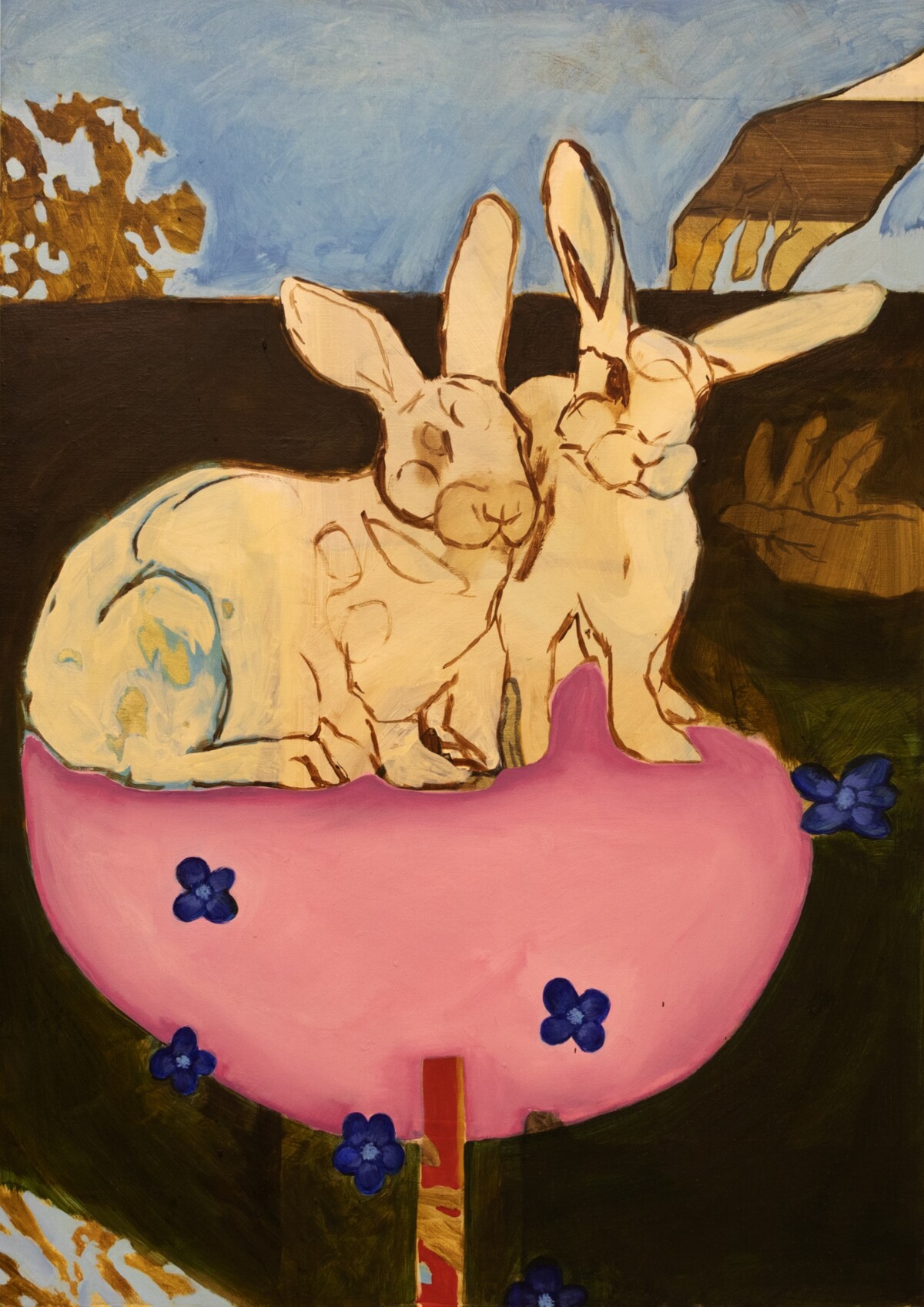 Conejo sobre huevo